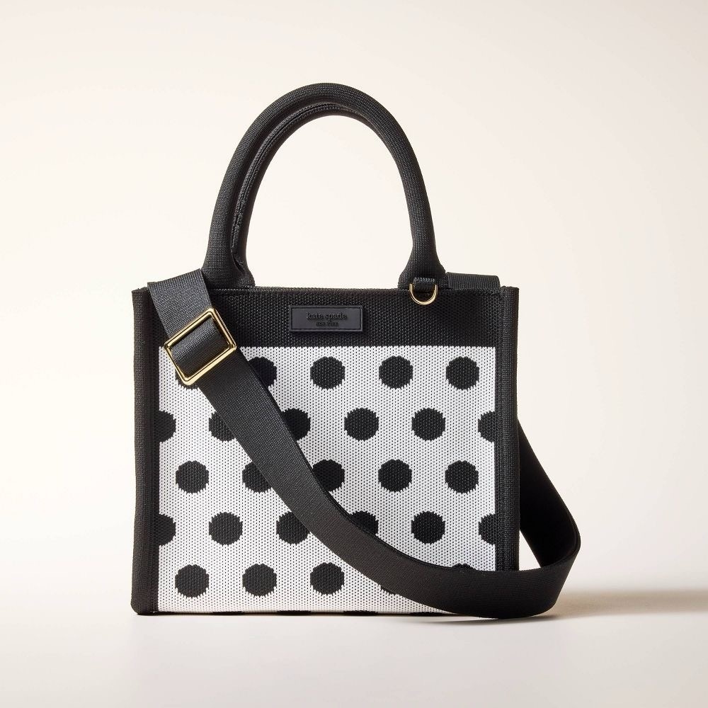 Kate Spade Black and White Polka Dot Crossbody Tote Bag